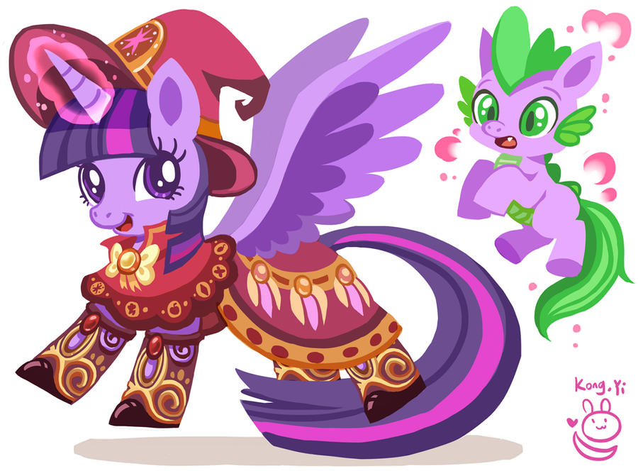 mlp_magician_twilight_and_pony_spike_by_